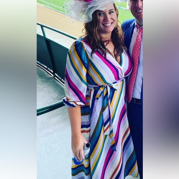 Great Jones colorful stripe wrap midi dress plus size XXL 13539 - Picture 5 of 16